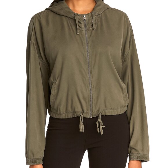 Abercrombie & Fitch | Olive Green Lightweight Crop Hooded Utility Jacket Large - Picture 1 of 15